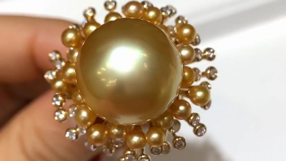 0.66ct Diamond, AAAA 16-17 mm South Sea Pearl & KESHI Pearl Luxury Ring